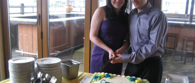 Cutting the Engagement Party Cake